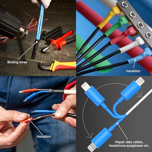 Chanzon 40 Sizes Extra Long Heat Shrink Tubing Assorted Kit UL Listed 2:1 Ratio (1mm-20mm diam) Multi Color Black White Red Blue Clear Yellow Sleeving Wrap Shrinking 2 to 1 Assortment 172 pcs