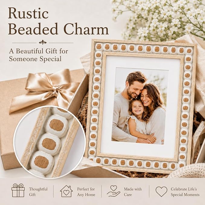 Solid Wood 8x12 Picture Frame Beaded Frame - Image 8