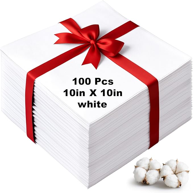 100 Pcs10x10 Inches Cotton Fabric Squares Precut Quilting Fabric Bundles White by Menintog