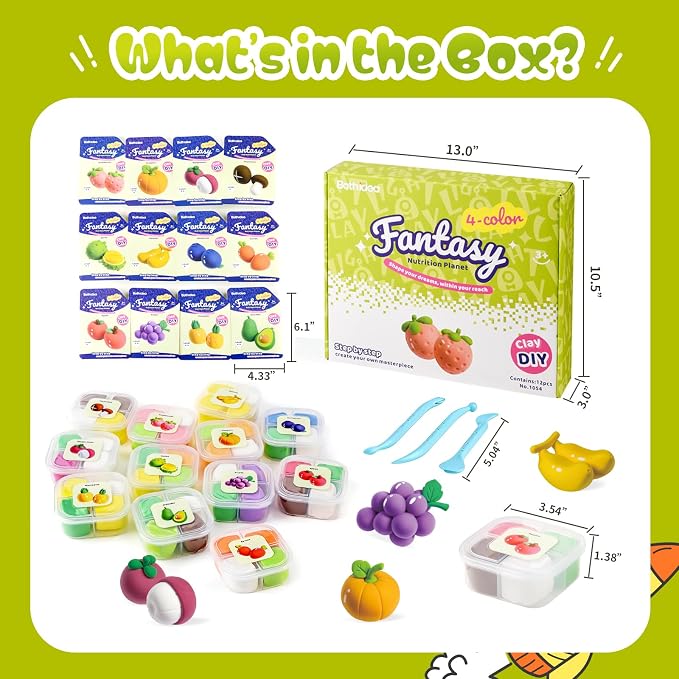Both idea Air Dry Clay Kit, Food Theme | 12 Packs, Non-Toxic Kids Gift | School - Image 3