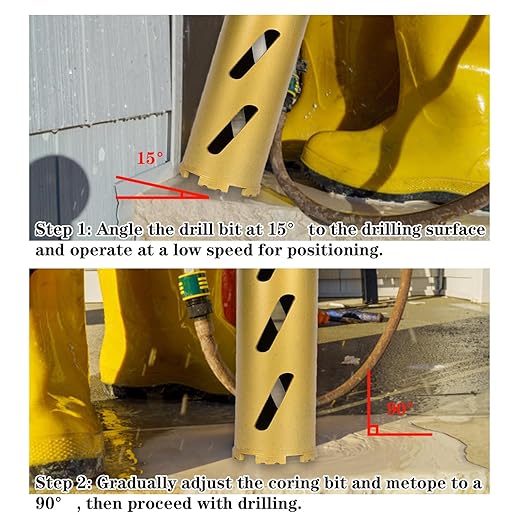 6" Dry Core Drill Bits for Cured Concrete with Rebar Brick Blonck Masonry etc 12.2in/310mm Drilling Depth，10mm Diamond Segment Height，2 Adapters