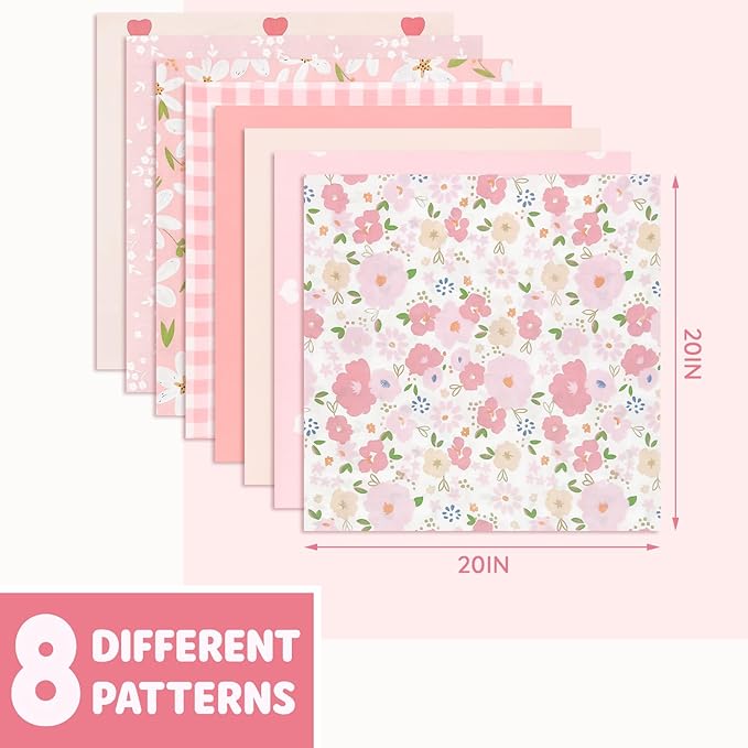 Aubliss 8pcs Fat Quarter Fabric Bundles Quilting Cotton Craft Fabric Pre-Cut - Image 2