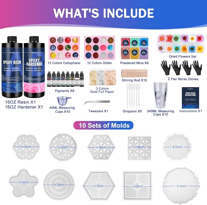 KISREL Epoxy Resin Kit for Beginners, 32oz Resin Kit - Image 2