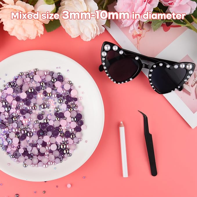 ASTARON 50g Mix Flatback Rhinestones Half Pearls - Image 3