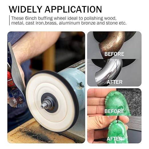SCOTTCHEN 6inch Buffing Polishing Wheels 1/2" Arbor Hole,Soft/Fine/Medium for Bench Grinder-3PCS,with Buffing Polishing Cutting Compounds 7.4 Oz.Kit,with 2 Pack Non-Woven Bandage