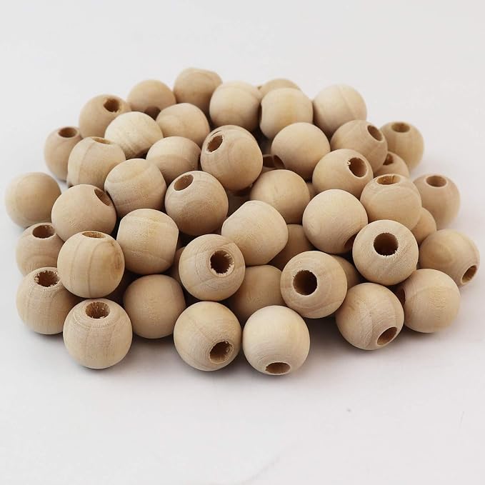 100pcs 16mm Natural Wood Beads Unfinished Round Wooden Loose Spacer - Image 2