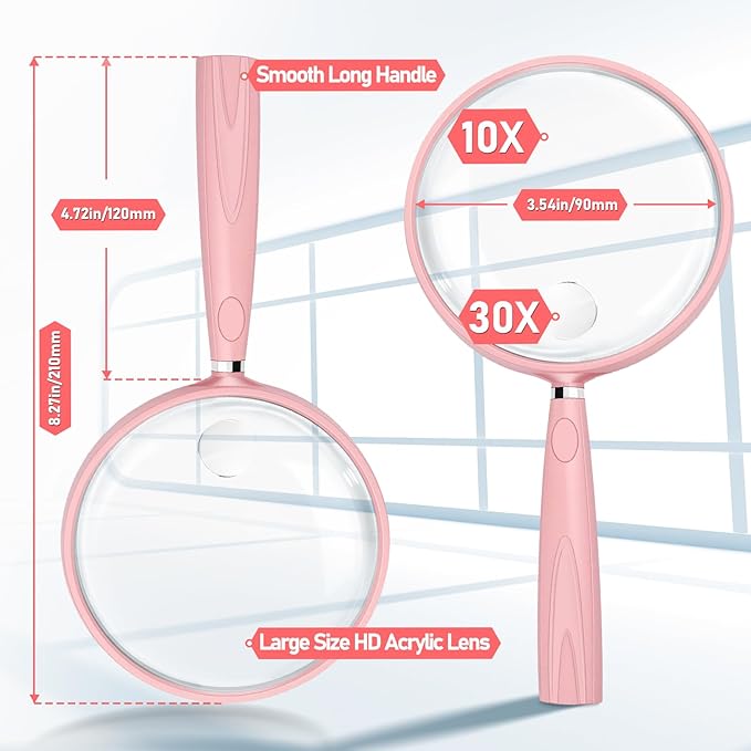 10X 30X Magnifying Glass for Reading, Handheld Magnifier for Reading, 90mm - Image 5