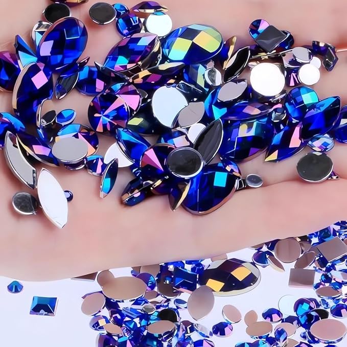 1000pcs Mixed Sizes AB Craft Gemstone Flatback Acrylic Rhinestones Face Gems by UYTRDVG