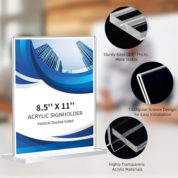 6 Pack Acrylic Sign Holder 8.5 x 11, Double-Sided Clear Sign Holder Plastic - Image 5