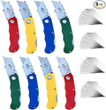 8-Pack Folding Utility Knife Box Cutter Folding with Extra 40 Blades, Foldable Box Cutters Knife for Cartons Boxes Cardboard Sheet Plastic, Razor Knife Utility Knives for Home Office