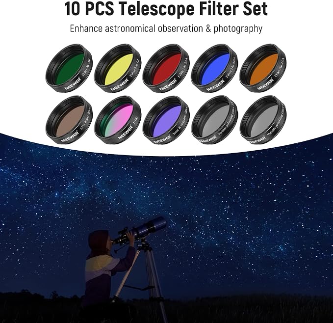 NEEWER 1.25' Telescope Eyepiece Filter Set, Including Planetary, Lunar & - Image 2