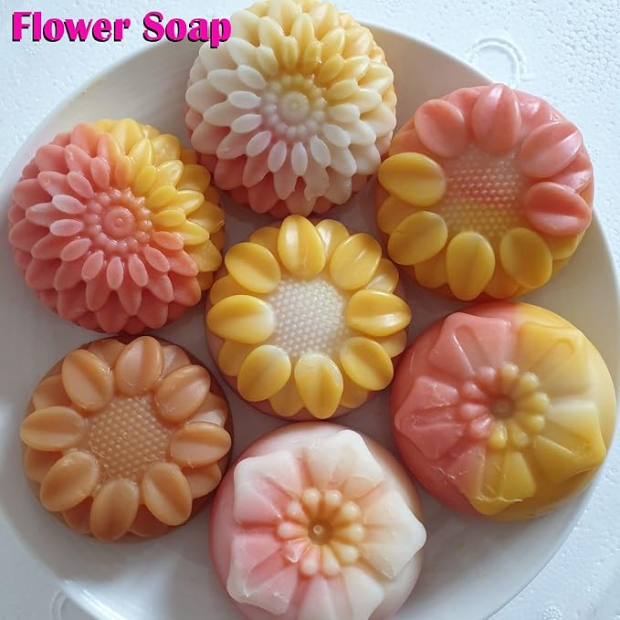 Sakolla 2 Pack Silicone Soap Molds, 6 Cavities Different Flower Shapes Silicone - Image 3