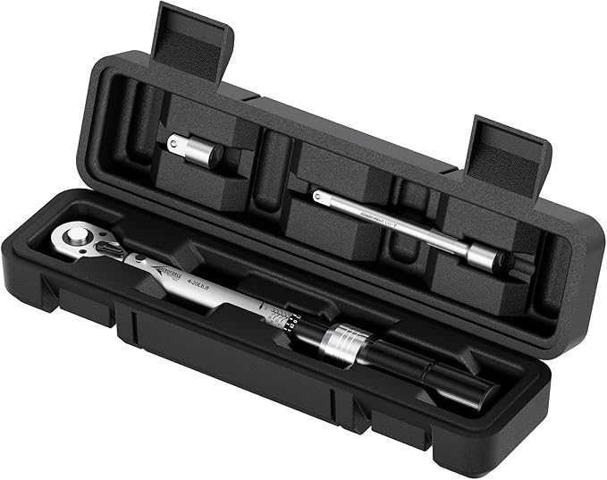 AEROFORCE 1/4-inch Drive Click Torque Wrench set（4-20Lb.ft/5.4-27.2Nm) with 4 inch Extension Bar and a 1/4" to 3/8" Adapter,Small Torque Wrench for Bike, Motorcycle and Car Repair