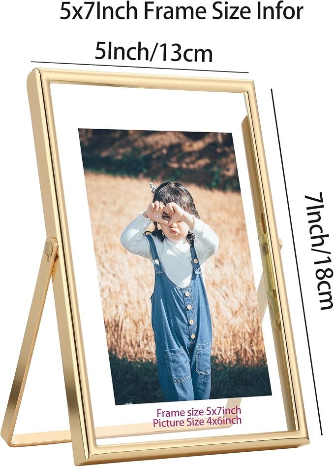 Gold 5x7" Floating Frame 2pack for Photo Sizesfor Adjustable Tabletop/Shelf - Image 7