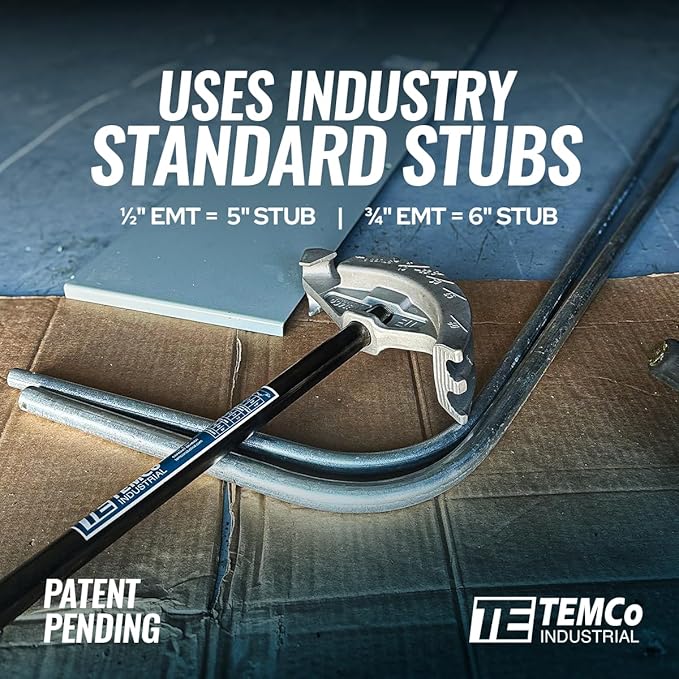 TEMCo 2 in 1 Dual Shoe Conduit Bender - 1/2" & 3/4" EMT, 1/2" Rigid - 2 Benders in 1 Tool