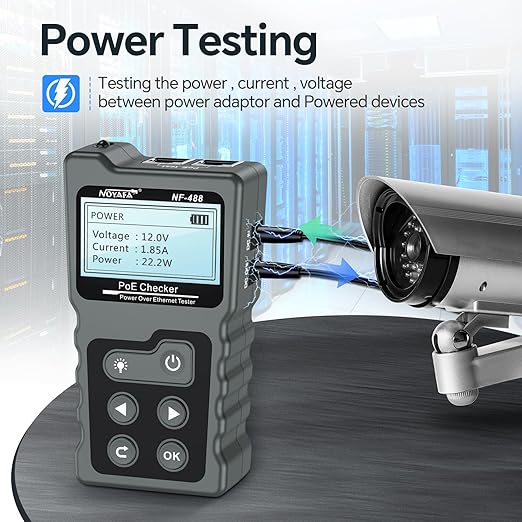 NOYAFA NF-488 POE Cable Tester for Power Over Ethernet, Network Cable Continuity Checking, Switch Loop-Back POE Detector
