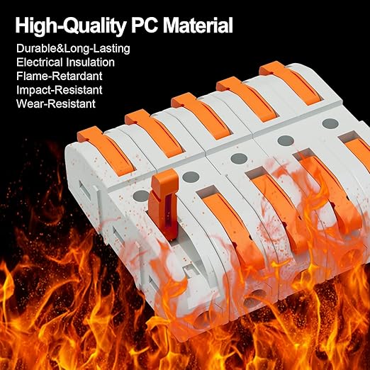 20Pcs Lever Wire Connectors, 1 Conductor Splicing Compact Splitter Docking Terminal Block Electrical Connectors for 26-12 AWG, 600V 32A (Orange)