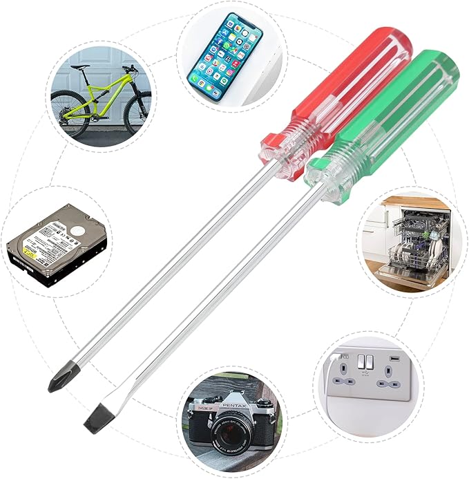 Piutouyar Magnetic Screwdriver Set 2 PCS, 5 Inch Steel Shaft Magnetic 5mm Phillips and Flat Head Tips Screwdriver for Computer Repairing, Automobile Tools and Home Appliances