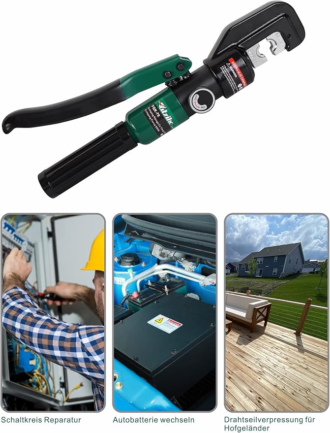 Hydraulic Crimper Tool for 1/8" 3/16" Stainless Steel Cable Railing Kit Hardware System Fittings, with Cable Cutter
