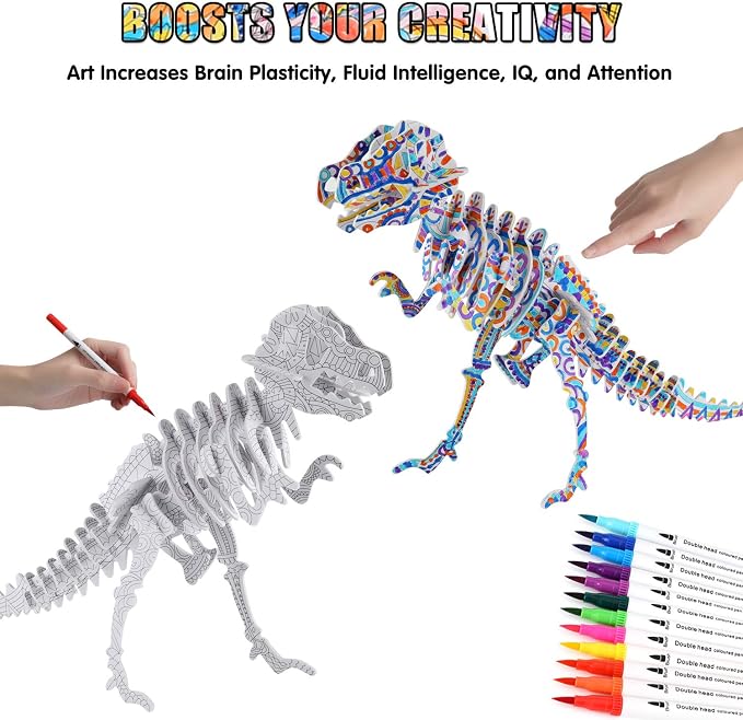 BEARUN 3D Coloring Puzzle Set, Arts and Crafts - Image 4