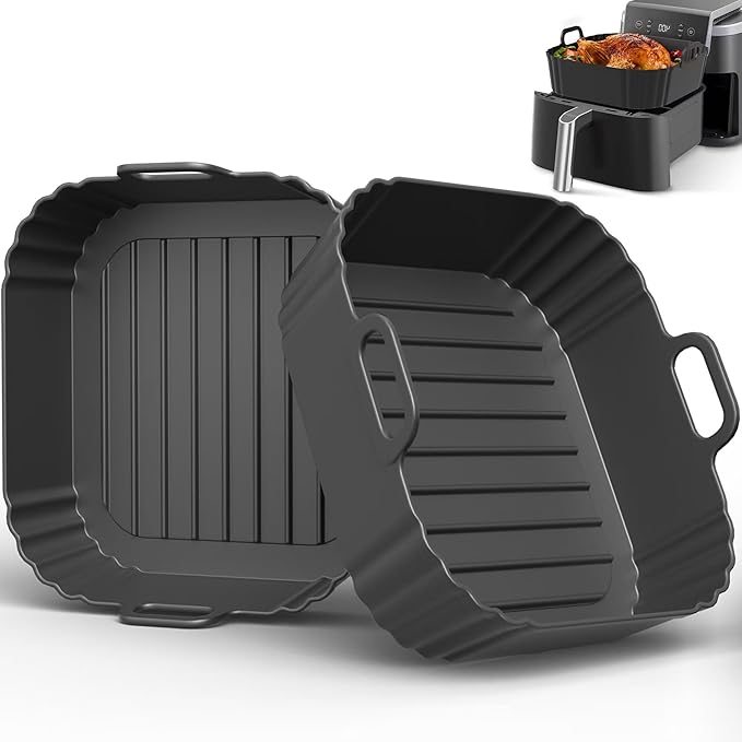 Square Silicone Air Fryer Liners 2 Pack, Compatible by PIINTAUR