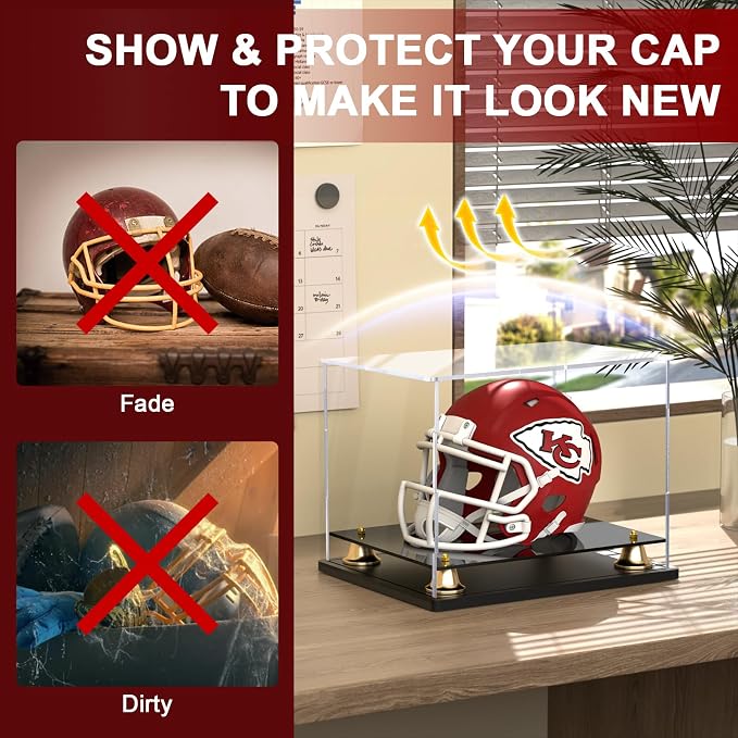 Mini Football Helmet Display Case Self-Assembly Dustproof Acrylic Display Case - Image 4