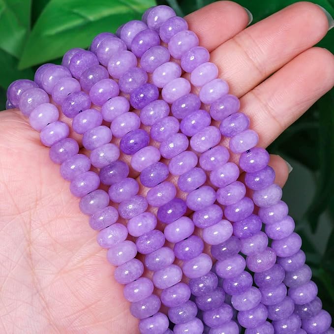 Songxi 5x8mm Natural Purple Stone Rondelle Beads, Gemstone - Image 2