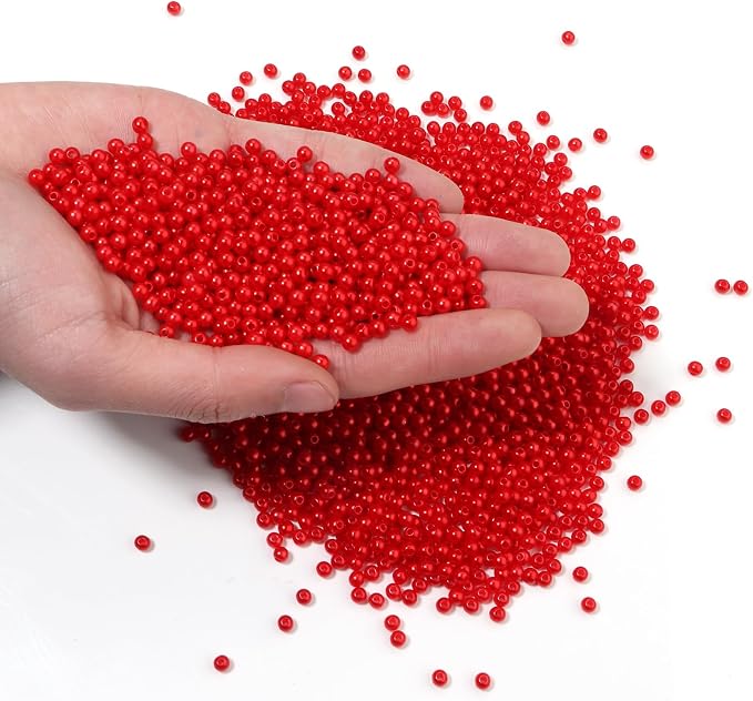 2500pcs Red 4mm Pearl Beads by chuyau