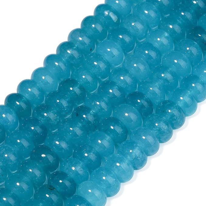 Songxi 5x8mm Natural Lake Blue Chalcedony Stone Rondelle Beads, Gemstone - Image 3