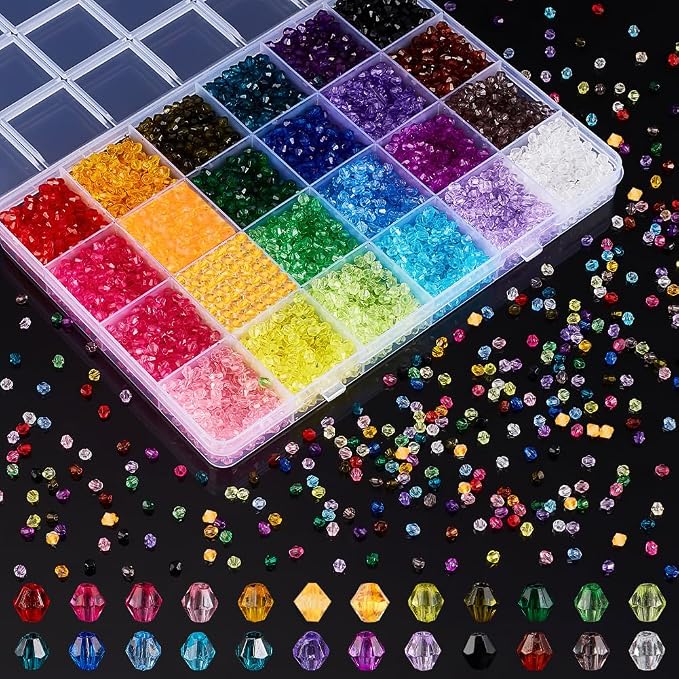PH PandaHall 5808pcs Faceted Crystal Beads 4mm Acrylic Bicone Beads 24 Colors - Image 7