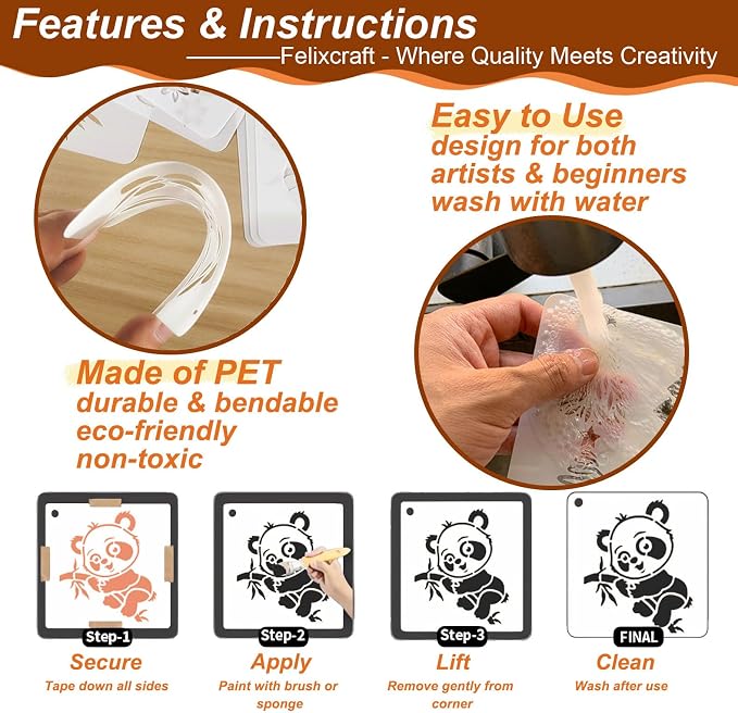 Animal Stencils for Painting on Wood, Small Plastic Rock Templates for Painting - Image 5