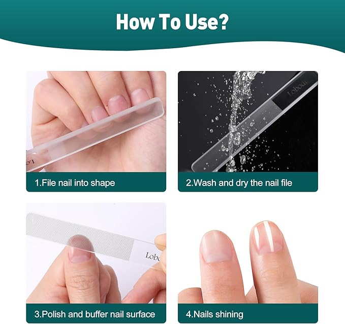 Glass Nail Shiner,Upgrade Nano Glass Nail Files &Nail Buffers Polisher Professional Crystal Manicure Tools Kit for Natural Nail, Great for Home Salon or Travel Use