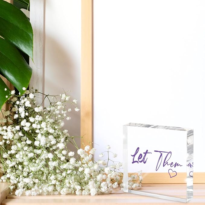 Let Them - Purple 4 Inch Acrylic Desktop Sign, Office and Cubicle Decor - Image 3