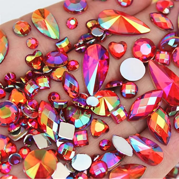 1000Pcs AB Rhinestones Gems Jewels, Acrylic Flatback Crystal Gemstone, Mix by UYTRDVG