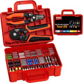 PEBA Ferrule Crimping Tool, with 24 Types of Wire Ferrules/Twin Ferrules Connectors and AWG 28-7 Self-Adjusting Crimping Pliers, Wire Stripper | Hexagonal Crimper for Insulated/Uninsulated Ferrules