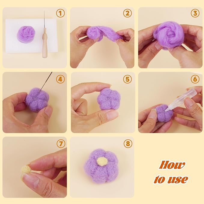 Catopia Needle Felting Kit, Wool Roving 20 Colors Set, Tools - Image 6