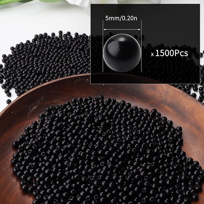 1500pcs Black 5mm Pearl Beads - Image 2