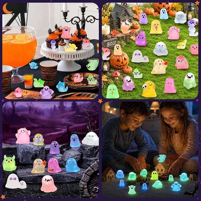 DIYDEC 65pcs Halloween Luminous Miniature Ghosts, Mini Resin Ghosts Figures to - Image 6