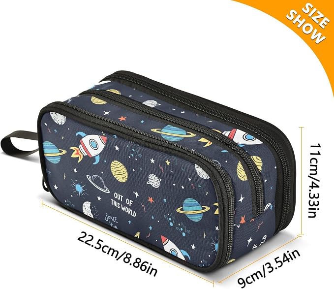 Space Rocket Planet Pencil Case Box Boys Girls Large Pencil Pouch - Image 7