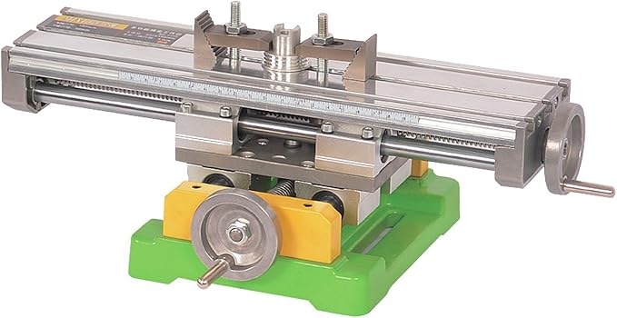 Compound Bench Table Compact Aluminum Bench Top WoodWorking Clarmp Vise Fixture Cross Slide Table 2 Axis Adjustive for Mini Drill Milling Machine (6350)