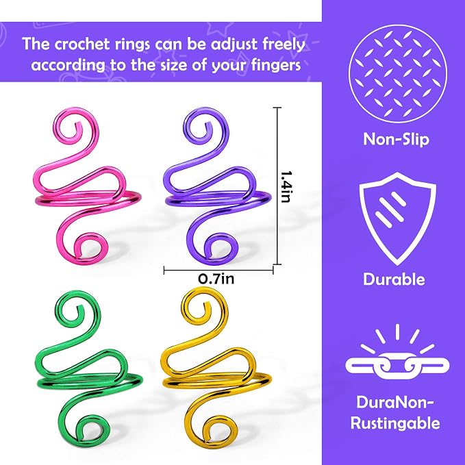 Vodolo 4PCS Gold Adjustable Yarn Tension Ring - Image 2