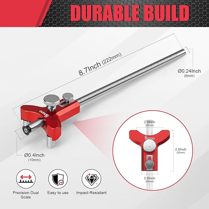 Woodworking Wheel Marking Gauge, Precision Wood Scriber Tool With Cutters, Adjustable Line & Circle Drawing Gauge With Graduated Inch & MM Scale – Metal Carpenter Layout Tool