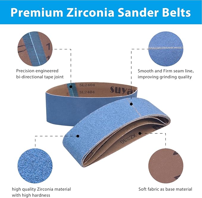12 Pack 3 x 18 Inch Zirconia Sanding Belts, 3x18 Belt Sander Sanding Belts, 3 Each of 40/60/80/120 Grits Belt Sander Paper Assortment for Metal Wood