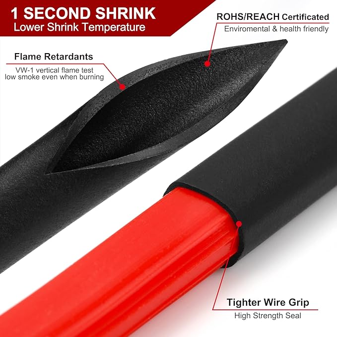 Chanzon 2:1 Ratio 1/16" (1.5mm) Heat Shrink Tubing 8Ft Roll (2.5M Total Length) Red Polyolefin Sleeving Wrap Shrinking 2 to 1 1pcs