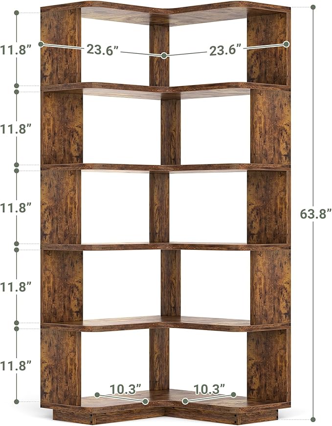 Armocity Corner Book Shelf, 6-Shelf L Shaped Corner Bookshelf - Image 3