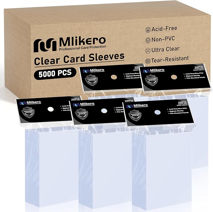 5000 Counts Card Sleeves, Baseball Card Sleeves, Soft Trading Cards Sleeve Fit by Mlikero