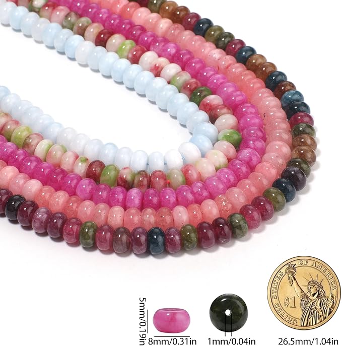 Songxi 5x8mm Natural Rose Chalcedony Stone Rondelle Beads, Gemstone - Image 4