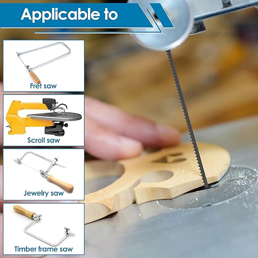 60Pcs Coping Saw Blades Set, 6-1/2-Inch Long Between Pins, Sturdy Wood Cutting Saw Blades Kit (15 TPI, 18 TPI, 24 TPI) High-Carbon Steel Pin End Scroll Saw Blade Assortment (60,10/15/18/24)