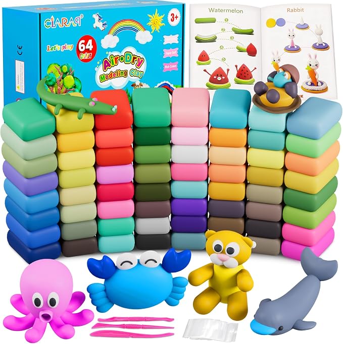 Air Dry Clay Kit for Kids – 64 Colors 15g Each, Non-Toxic Modeling Clay Set | by CiaraQ