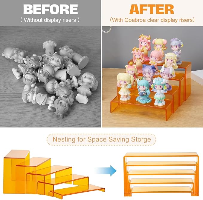 Goabroa Display Risers, 2 Sets 5 Tier Rectangular Risers Display Stands - Image 4